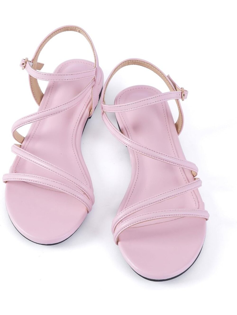 🆕Women's Pink Flat Sandals Strappy Gladiator Ankle Strap Open Toe